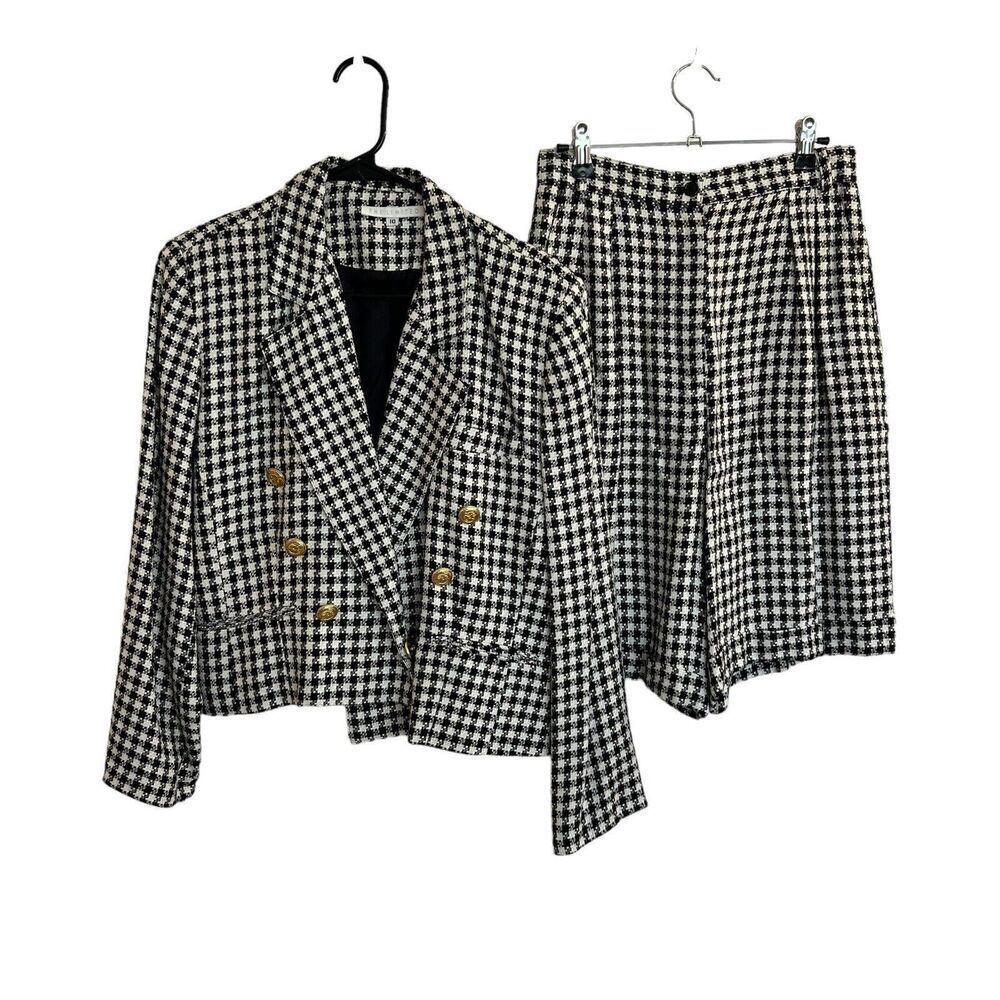 The Limited Vintage Houndstooth Dogtooth blazer Shorts Matching Set Outfit Sz 10